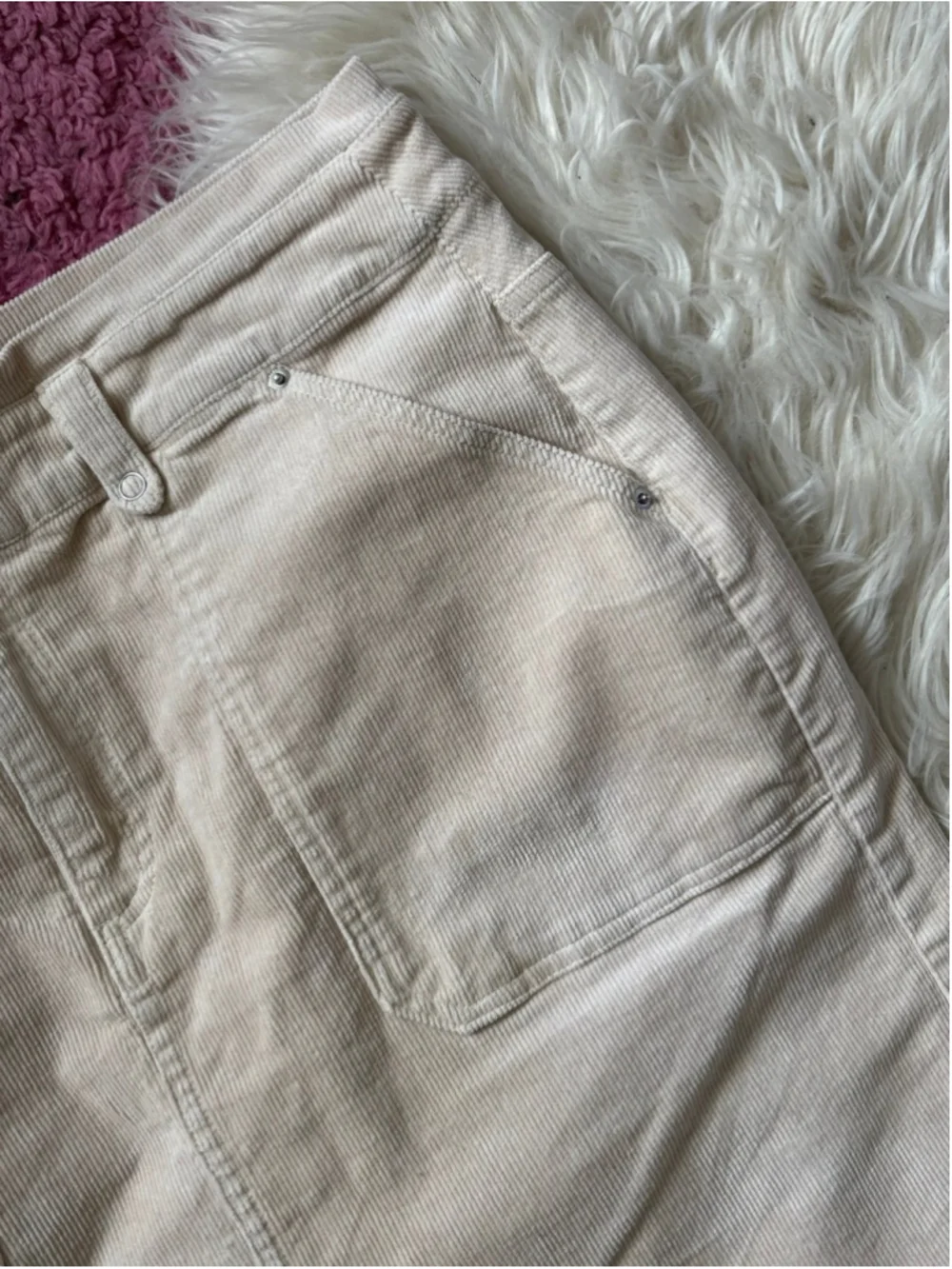 Promod Short corduroy mini skirt. A-line. Side buttons. 4 pockets cotton indie